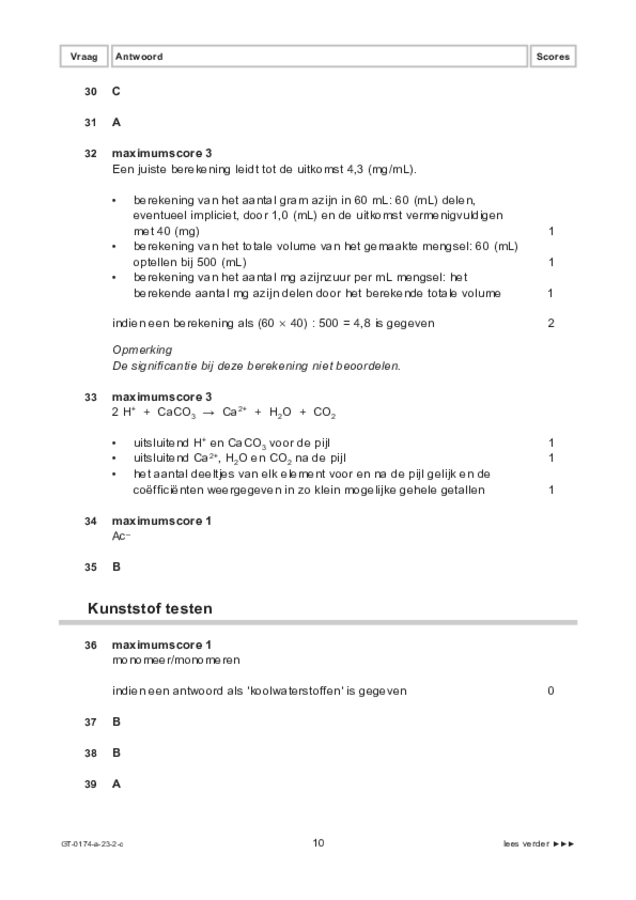 Correctievoorschrift examen VMBO GLTL natuur- en scheikunde 2 2023, tijdvak 2. Pagina 10