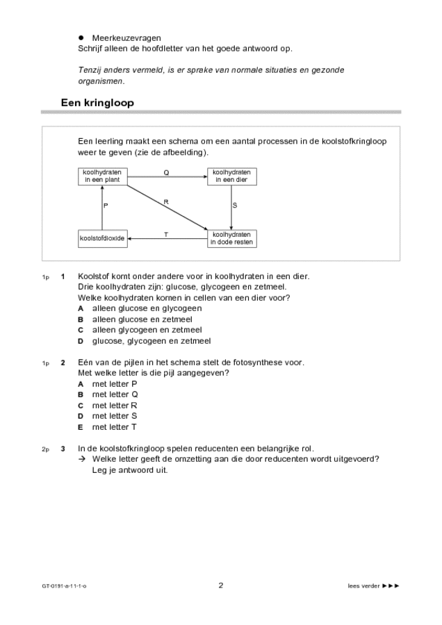 Opgaven examen VMBO GLTL biologie 2011, tijdvak 1. Pagina 2