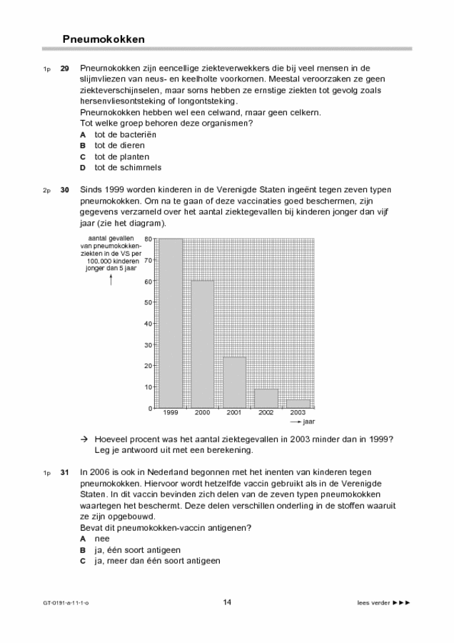 Opgaven examen VMBO GLTL biologie 2011, tijdvak 1. Pagina 14