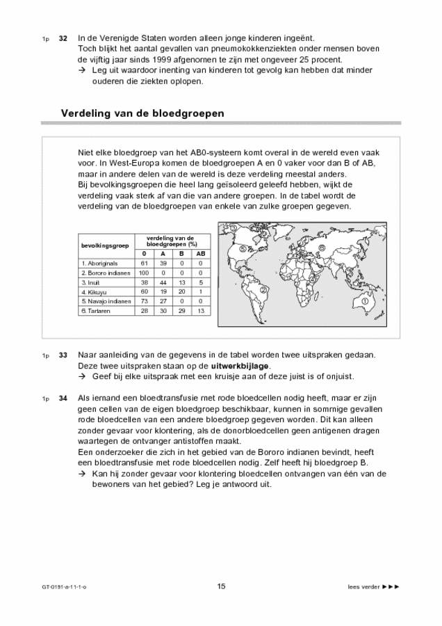 Opgaven examen VMBO GLTL biologie 2011, tijdvak 1. Pagina 15