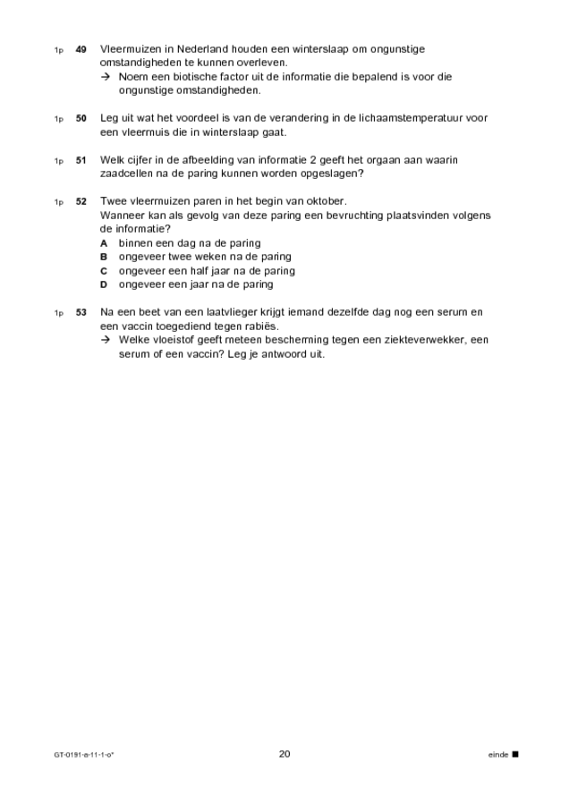 Opgaven examen VMBO GLTL biologie 2011, tijdvak 1. Pagina 20