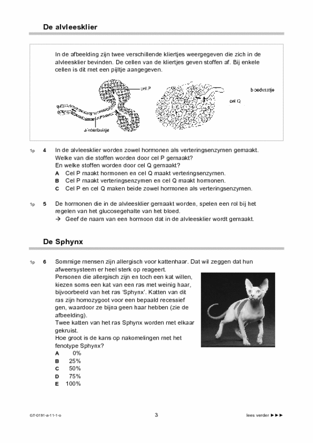 Opgaven examen VMBO GLTL biologie 2011, tijdvak 1. Pagina 3