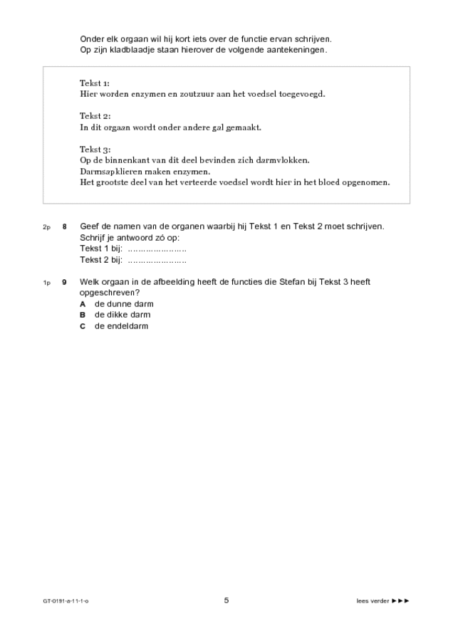 Opgaven examen VMBO GLTL biologie 2011, tijdvak 1. Pagina 5