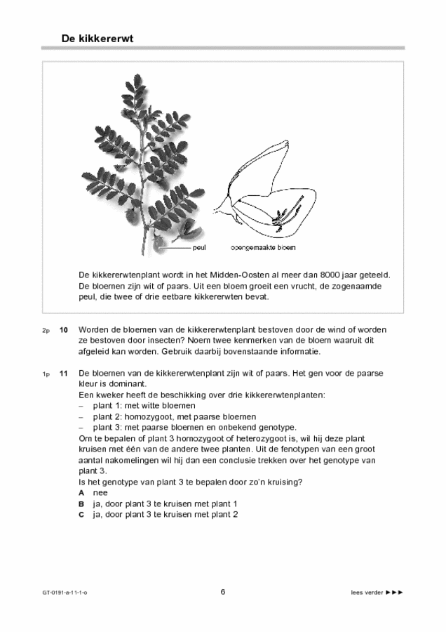 Opgaven examen VMBO GLTL biologie 2011, tijdvak 1. Pagina 6