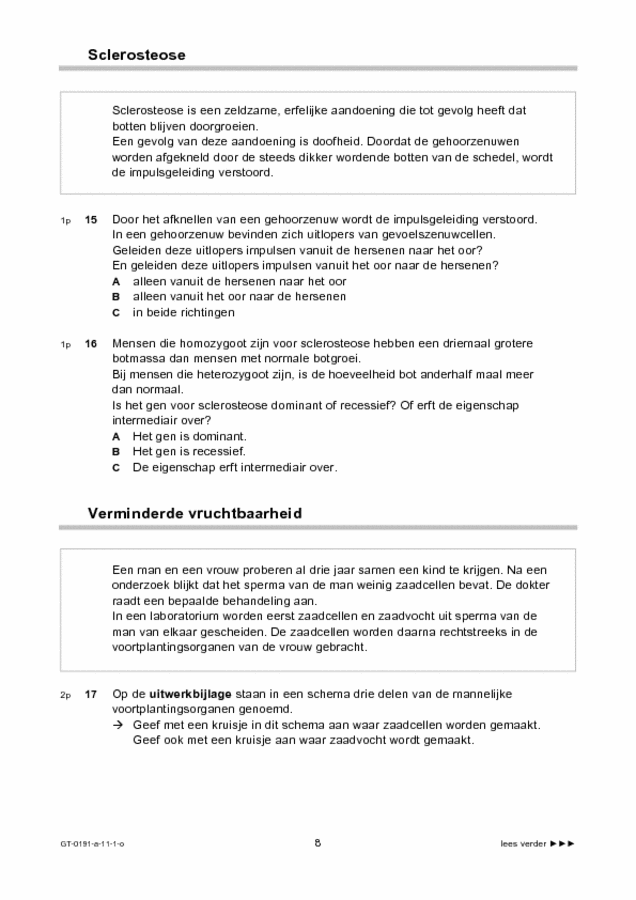 Opgaven examen VMBO GLTL biologie 2011, tijdvak 1. Pagina 8