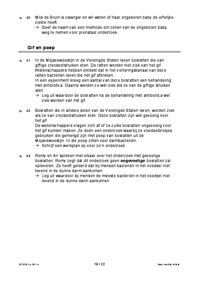 Opgaven examen VMBO GLTL biologie 2018, tijdvak 1. Pagina 19