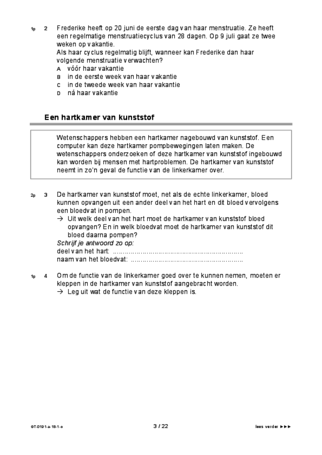 Opgaven examen VMBO GLTL biologie 2018, tijdvak 1. Pagina 3