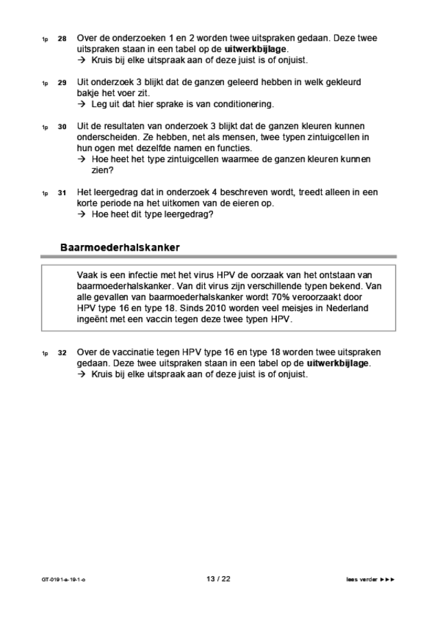 Opgaven examen VMBO GLTL biologie 2019, tijdvak 1. Pagina 13