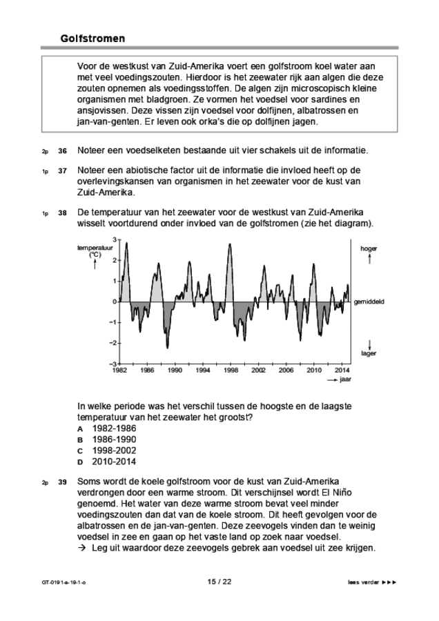 Opgaven examen VMBO GLTL biologie 2019, tijdvak 1. Pagina 15