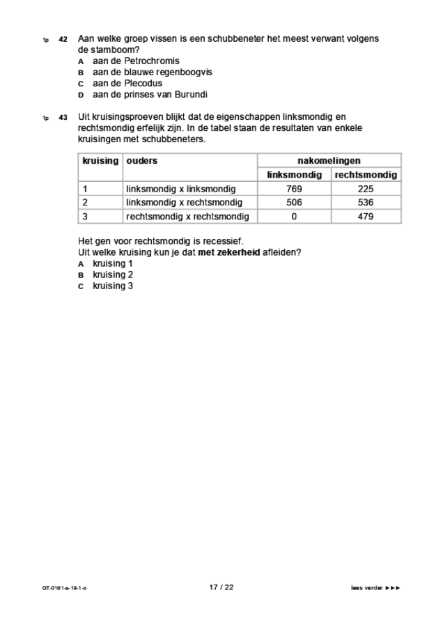 Opgaven examen VMBO GLTL biologie 2019, tijdvak 1. Pagina 17