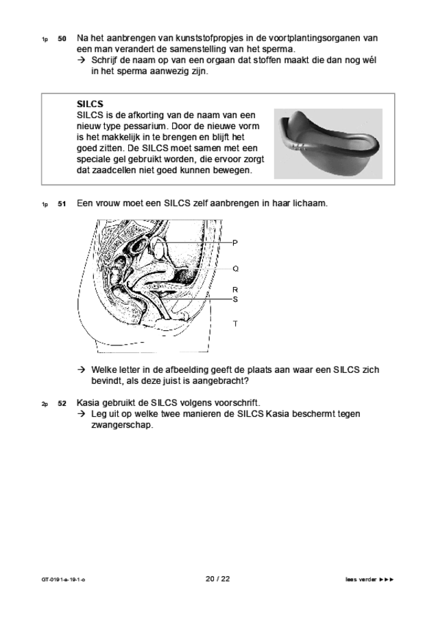 Opgaven examen VMBO GLTL biologie 2019, tijdvak 1. Pagina 20