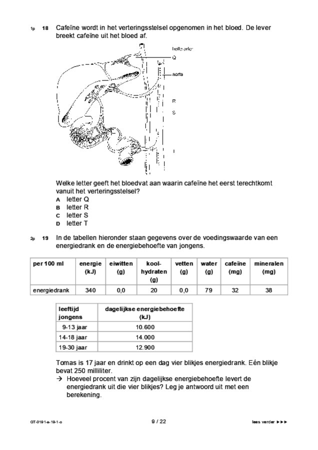 Opgaven examen VMBO GLTL biologie 2019, tijdvak 1. Pagina 9