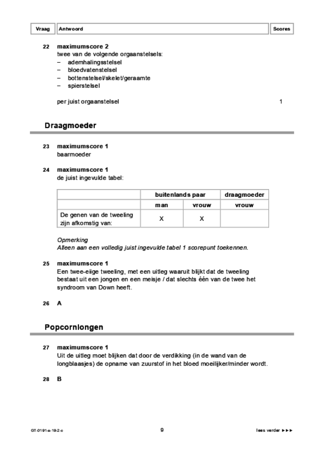 Correctievoorschrift examen VMBO GLTL biologie 2019, tijdvak 2. Pagina 9