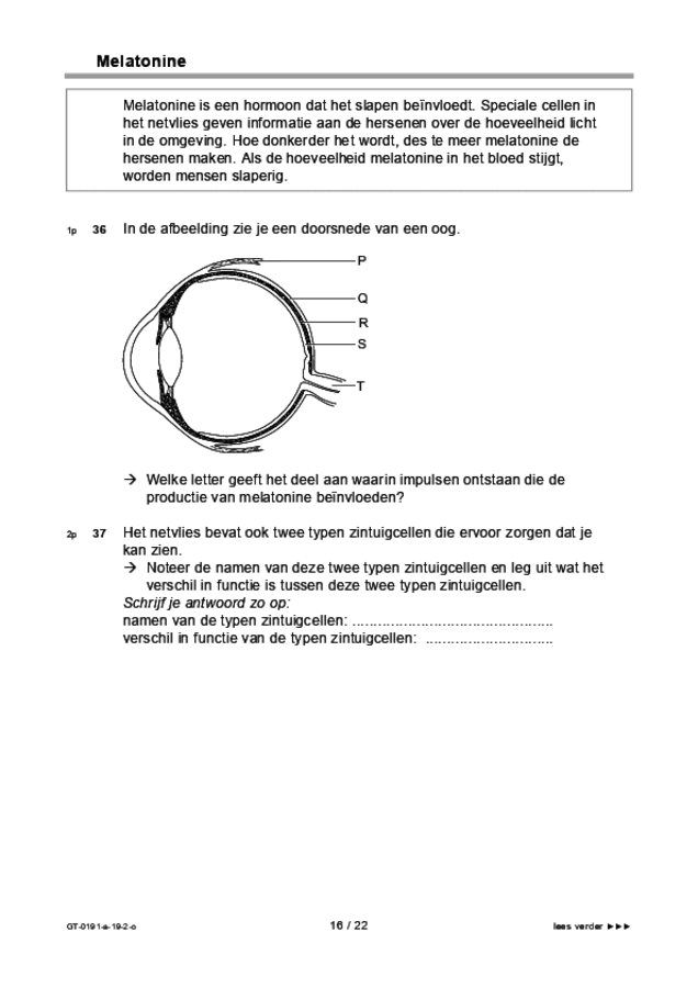 Opgaven examen VMBO GLTL biologie 2019, tijdvak 2. Pagina 16