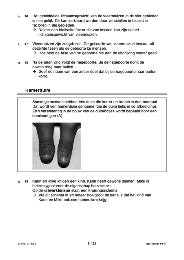 Opgaven examen VMBO GLTL biologie 2019, tijdvak 2. Pagina 8