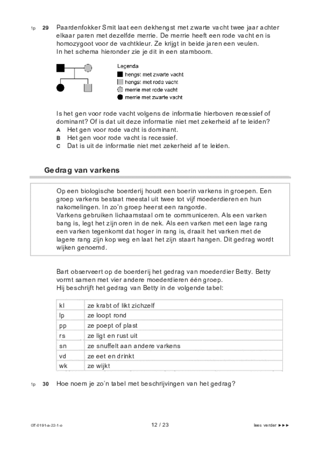 Opgaven examen VMBO GLTL biologie 2022, tijdvak 1. Pagina 12