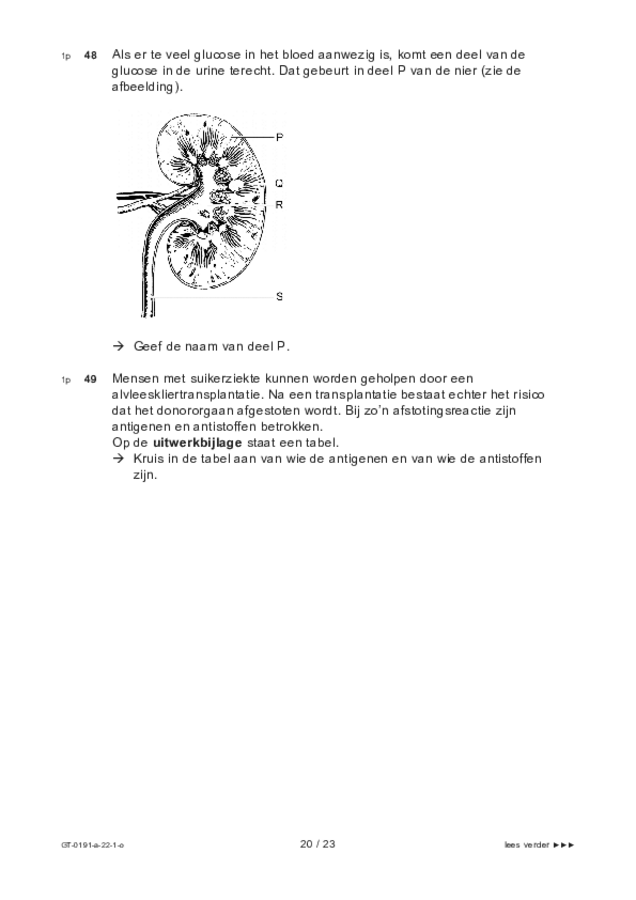 Opgaven examen VMBO GLTL biologie 2022, tijdvak 1. Pagina 20