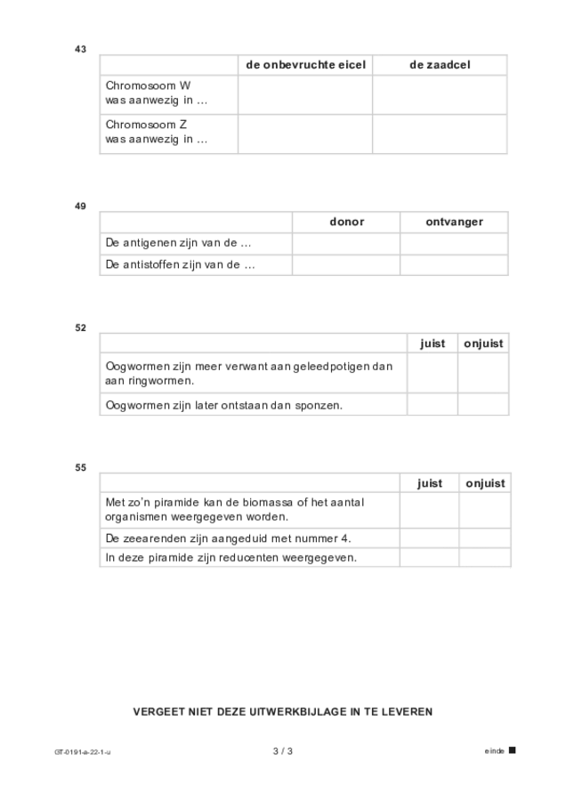 Uitwerkbijlage examen VMBO GLTL biologie 2022, tijdvak 1. Pagina 3