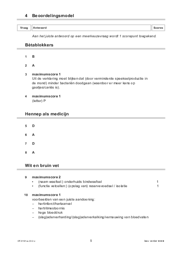 Correctievoorschrift examen VMBO GLTL biologie 2022, tijdvak 2. Pagina 5