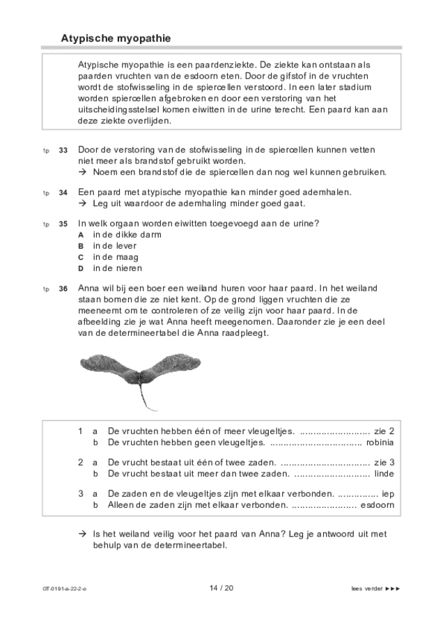 Opgaven examen VMBO GLTL biologie 2022, tijdvak 2. Pagina 14