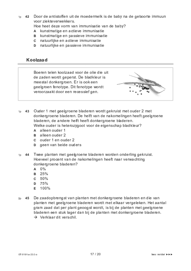 Opgaven examen VMBO GLTL biologie 2022, tijdvak 2. Pagina 17