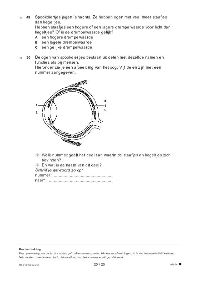 Opgaven examen VMBO GLTL biologie 2022, tijdvak 2. Pagina 20