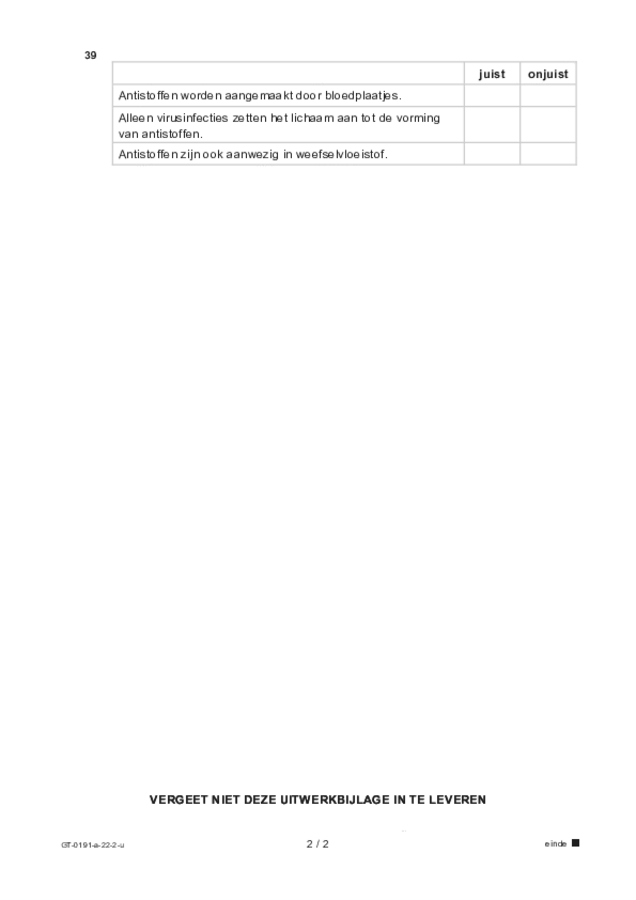 Uitwerkbijlage examen VMBO GLTL biologie 2022, tijdvak 2. Pagina 2