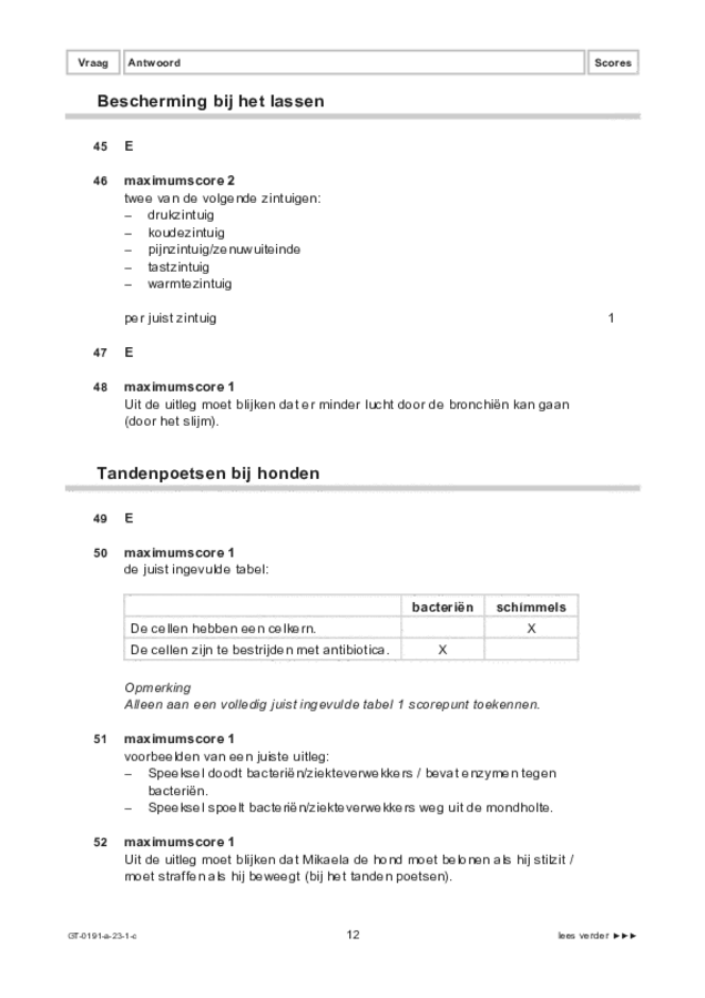 Correctievoorschrift examen VMBO GLTL biologie 2023, tijdvak 1. Pagina 12