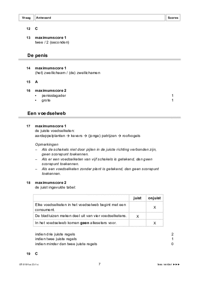 Correctievoorschrift examen VMBO GLTL biologie 2023, tijdvak 1. Pagina 7