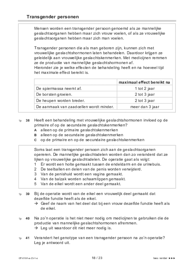 Opgaven examen VMBO GLTL biologie 2023, tijdvak 1. Pagina 18