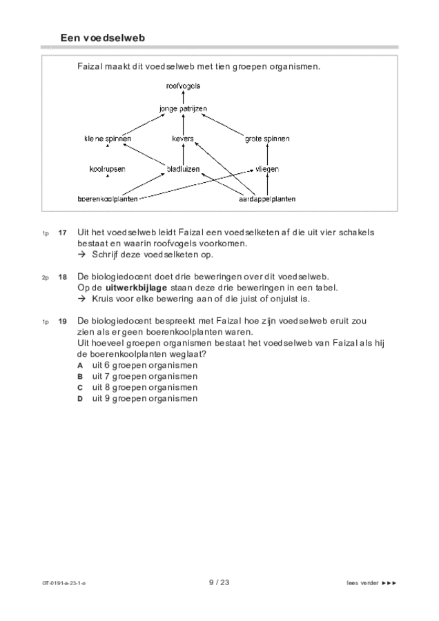 Opgaven examen VMBO GLTL biologie 2023, tijdvak 1. Pagina 9