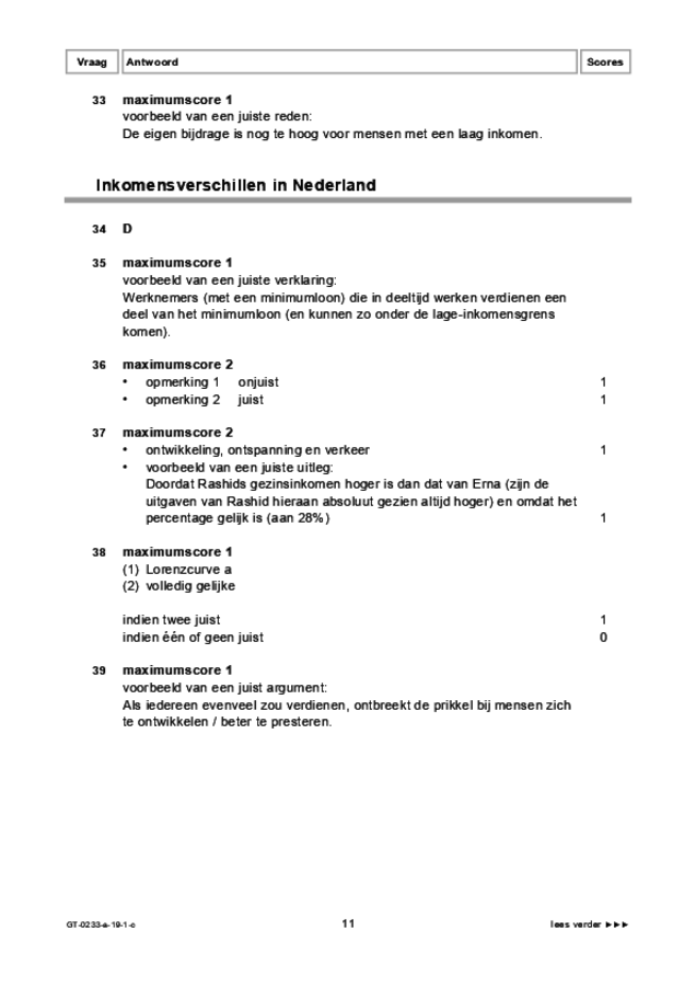 Correctievoorschrift examen VMBO GLTL economie 2019, tijdvak 1. Pagina 11
