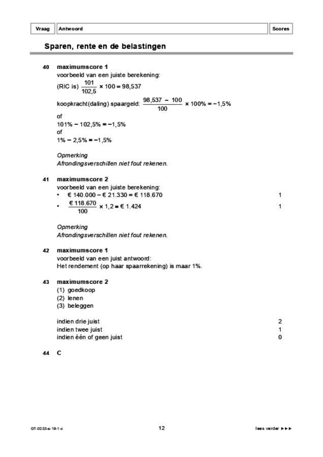 Correctievoorschrift examen VMBO GLTL economie 2019, tijdvak 1. Pagina 12