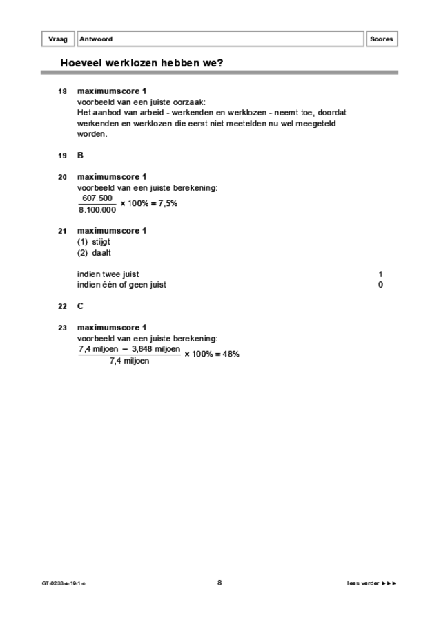 Correctievoorschrift examen VMBO GLTL economie 2019, tijdvak 1. Pagina 8