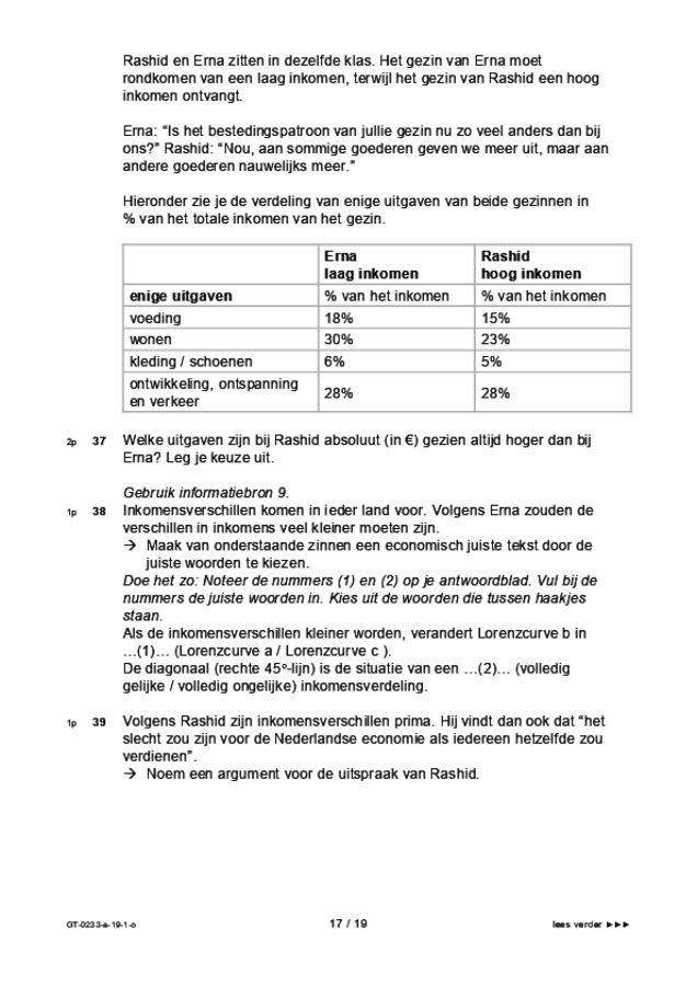 Opgaven examen VMBO GLTL economie 2019, tijdvak 1. Pagina 17