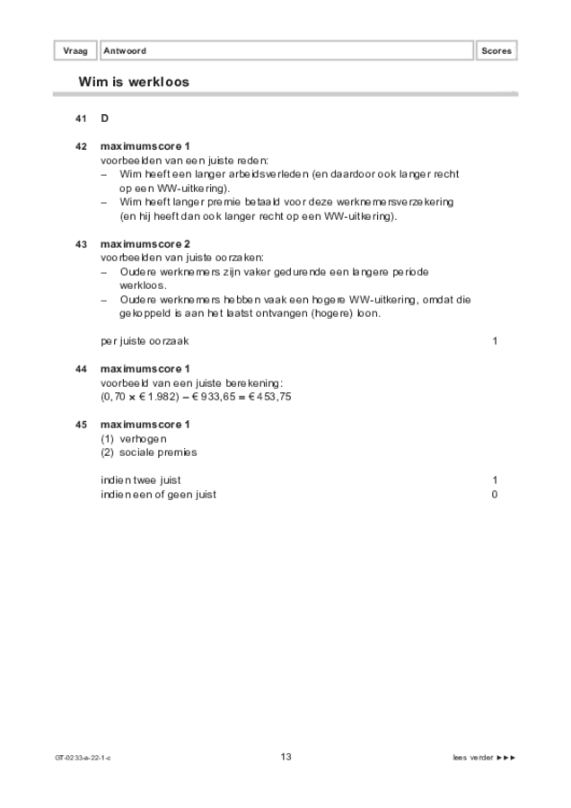 Correctievoorschrift examen VMBO GLTL economie 2022, tijdvak 1. Pagina 13