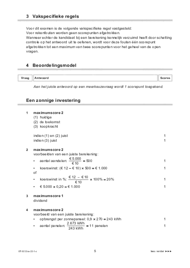 Correctievoorschrift examen VMBO GLTL economie 2022, tijdvak 1. Pagina 5