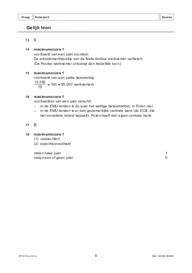 Correctievoorschrift examen VMBO GLTL economie 2022, tijdvak 1. Pagina 8