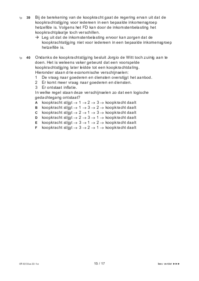 Opgaven examen VMBO GLTL economie 2022, tijdvak 1. Pagina 15