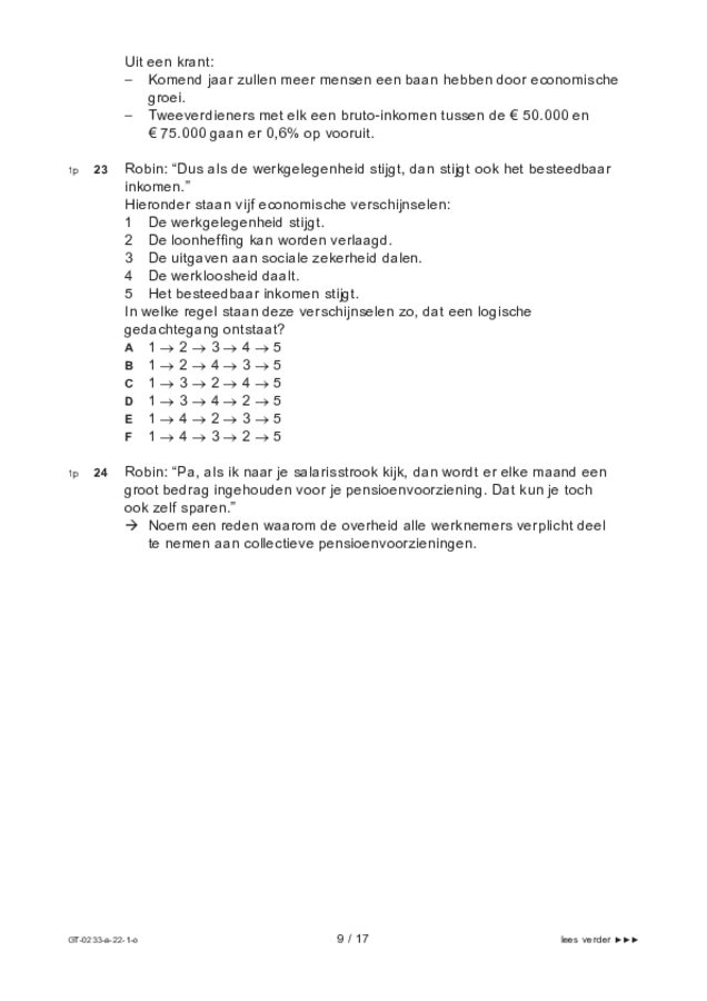 Opgaven examen VMBO GLTL economie 2022, tijdvak 1. Pagina 9