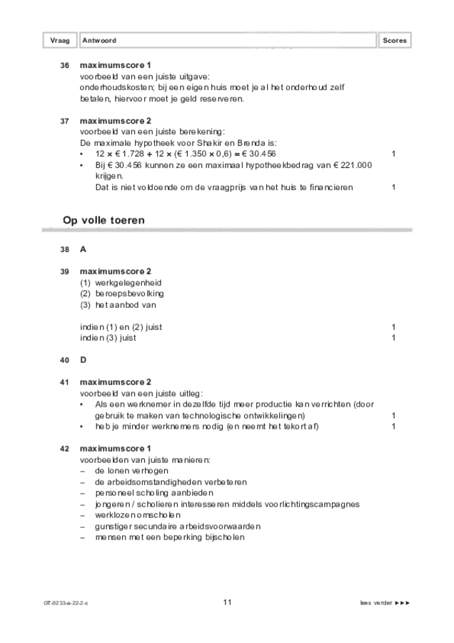 Correctievoorschrift examen VMBO GLTL economie 2022, tijdvak 2. Pagina 11