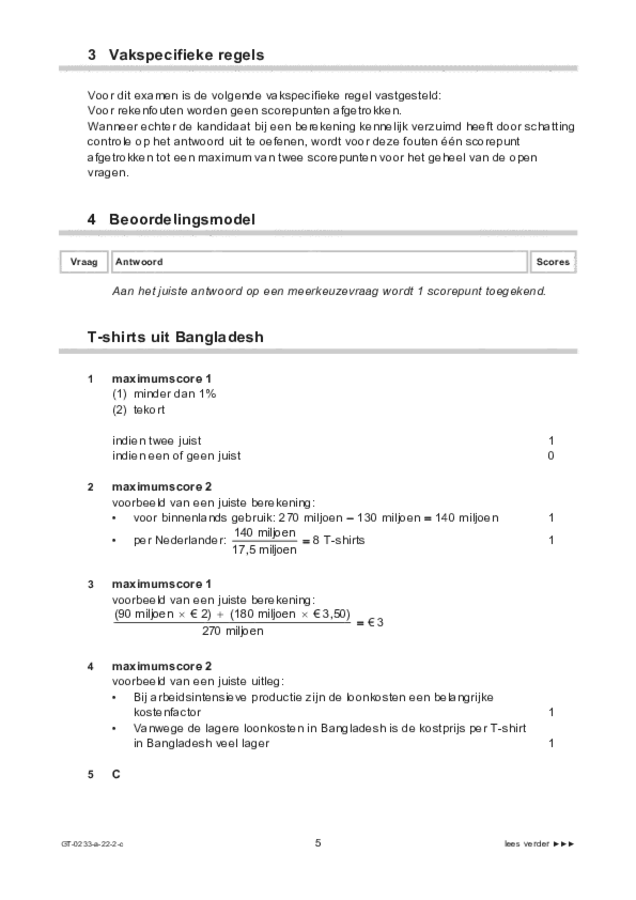 Correctievoorschrift examen VMBO GLTL economie 2022, tijdvak 2. Pagina 5
