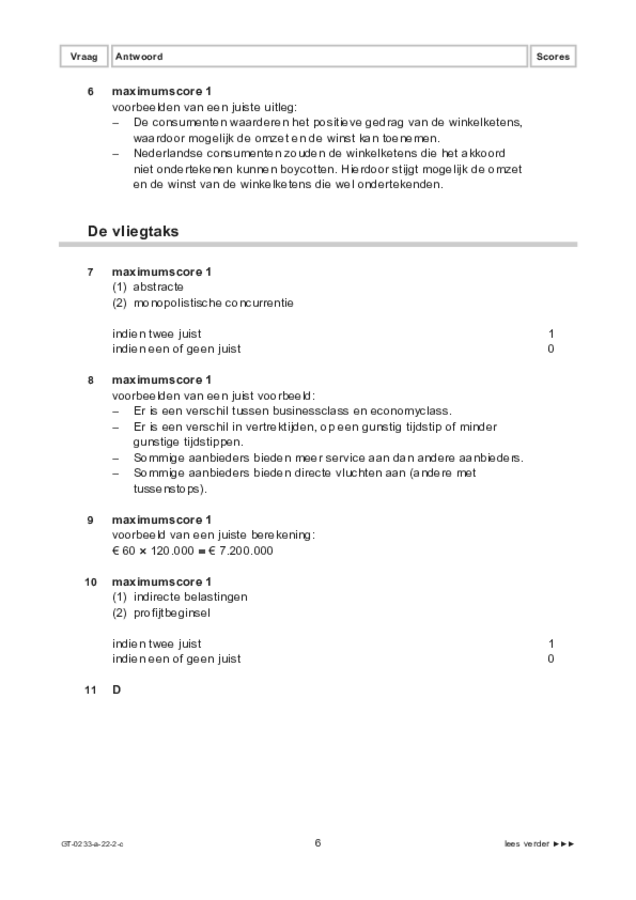 Correctievoorschrift examen VMBO GLTL economie 2022, tijdvak 2. Pagina 6