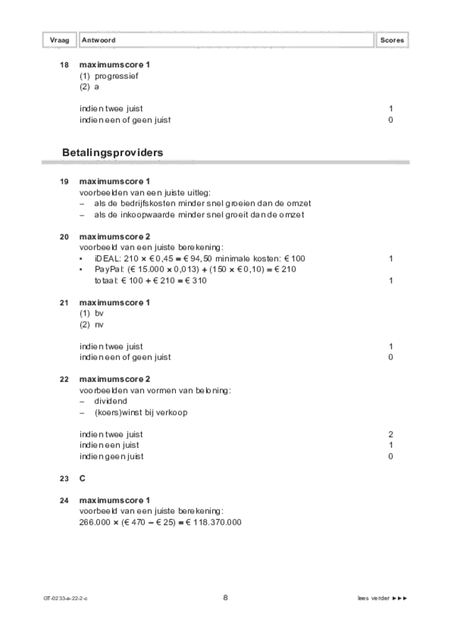 Correctievoorschrift examen VMBO GLTL economie 2022, tijdvak 2. Pagina 8