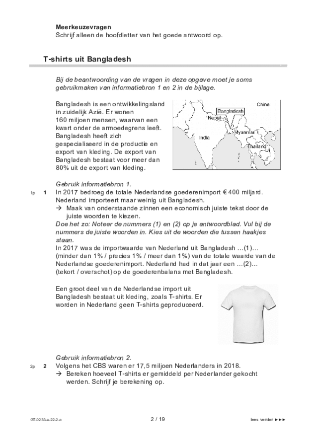 Opgaven examen VMBO GLTL economie 2022, tijdvak 2. Pagina 2
