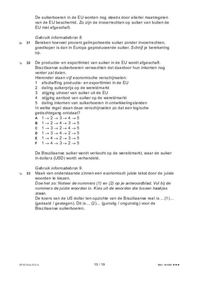 Opgaven examen VMBO GLTL economie 2022, tijdvak 2. Pagina 15