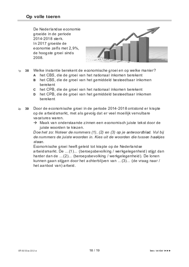 Opgaven examen VMBO GLTL economie 2022, tijdvak 2. Pagina 18