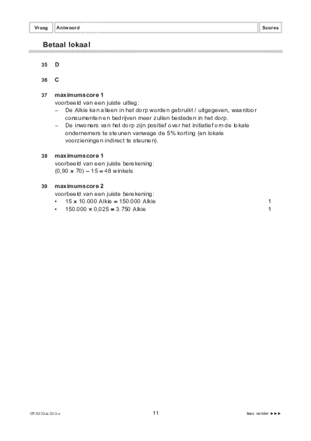 Correctievoorschrift examen VMBO GLTL economie 2022, tijdvak 3. Pagina 11