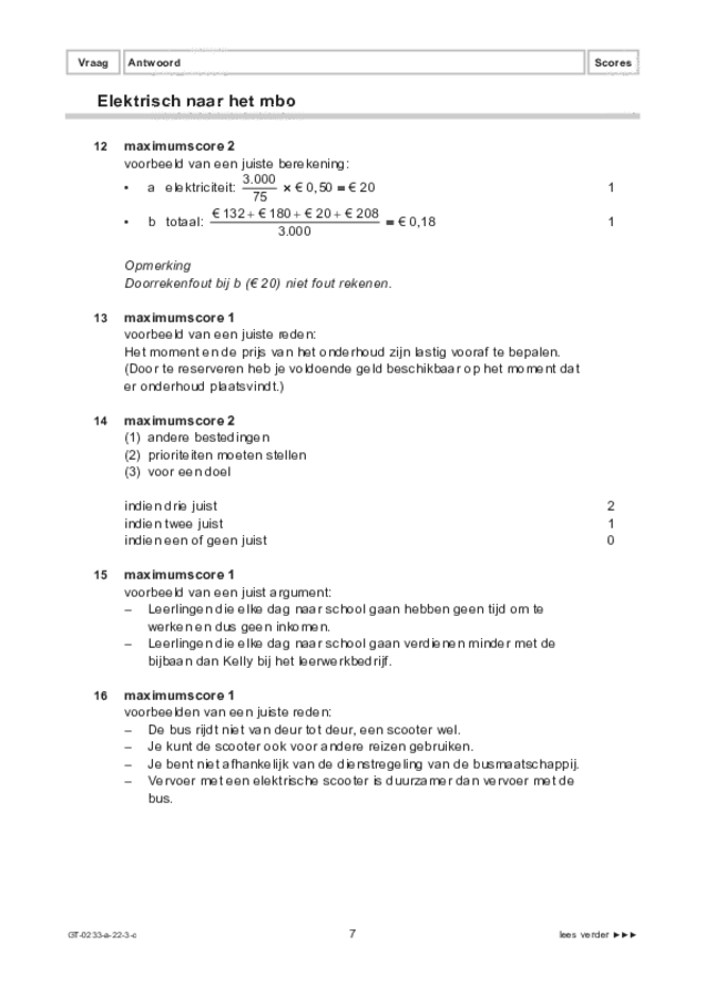 Correctievoorschrift examen VMBO GLTL economie 2022, tijdvak 3. Pagina 7