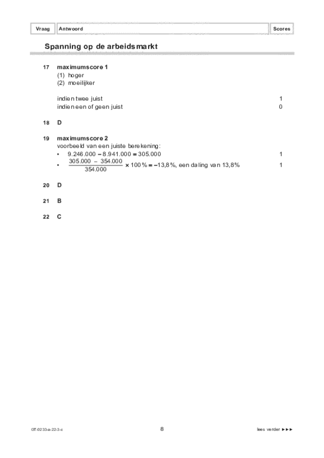 Correctievoorschrift examen VMBO GLTL economie 2022, tijdvak 3. Pagina 8